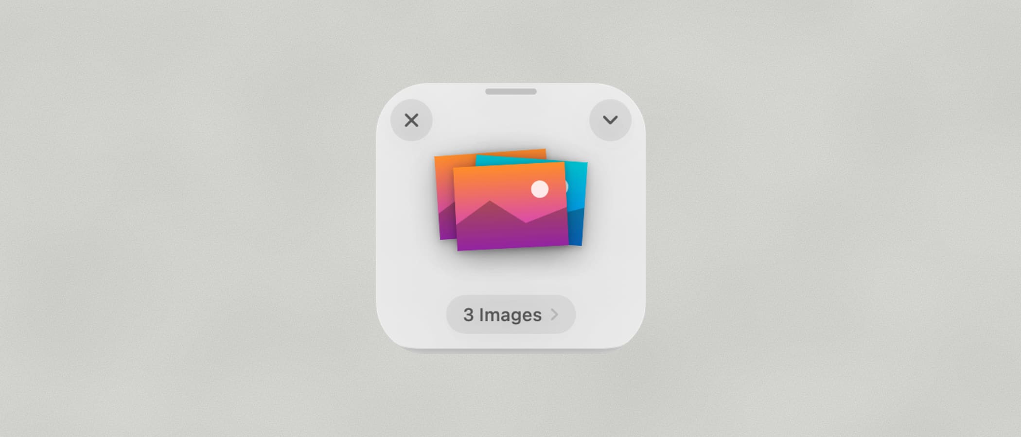 Ledge shelf holding a stack of three images